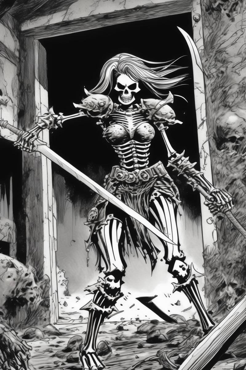 00044-4158460045-_lora_Marc Silvestri Style_1_Marc Silvestri Style - a female skeleton warrior doing the clearing around the house, ink black and.png